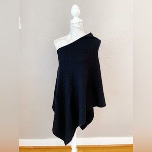 Captiva Cashmere Black Cable Knit Shawl Poncho wrap One Size - $396 Retail